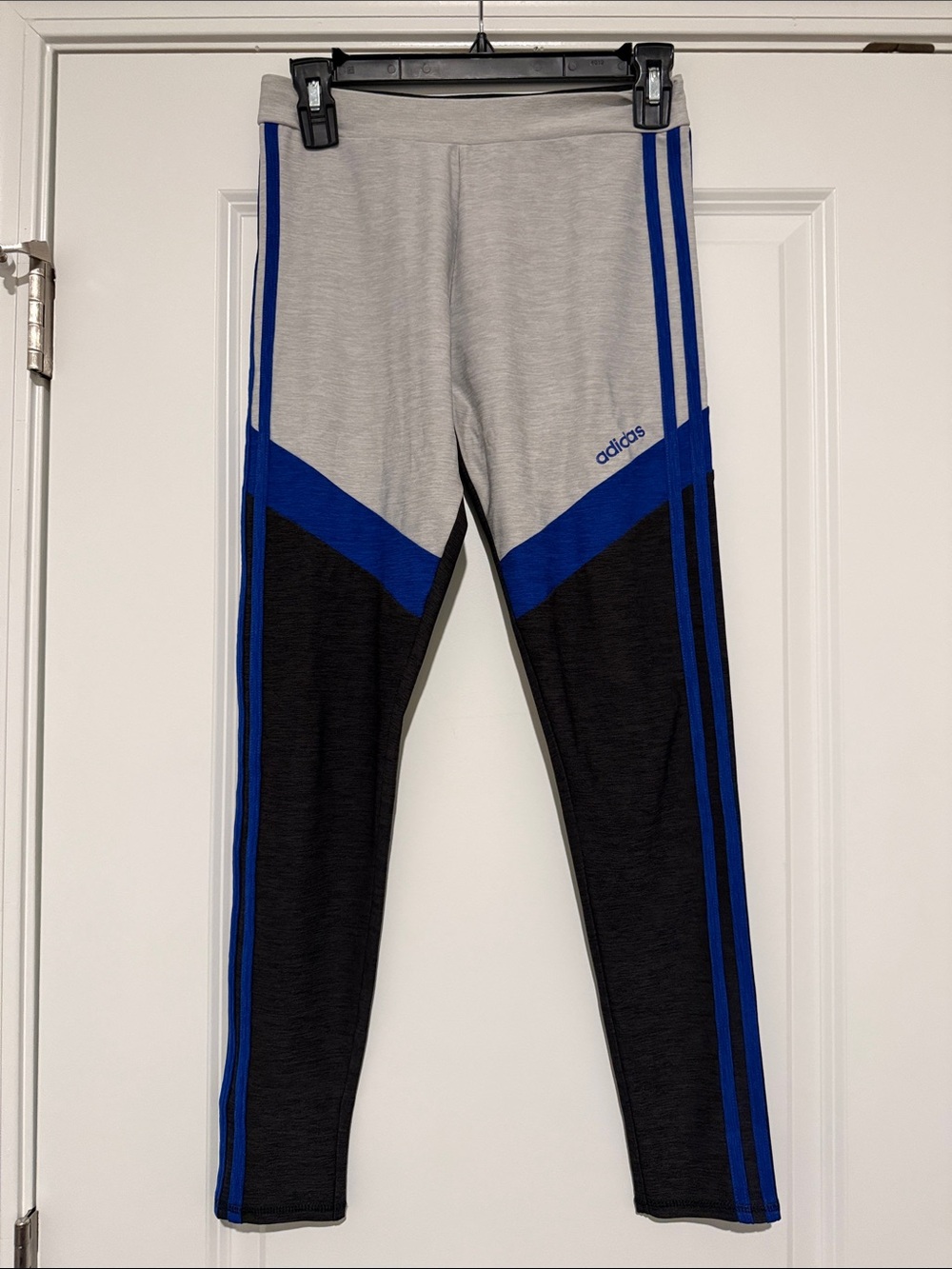 adidas Kids Grey, Blue & Black Athletic Leggings